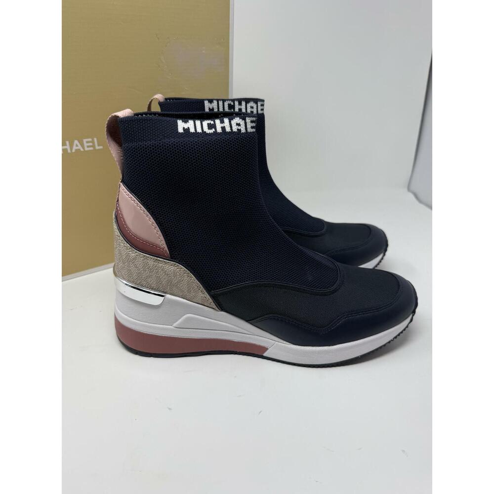 Michael Kors Women's Slip-On Logo Sock Navy Multicolor Sneakers 7.5 - Picture 3 of 6